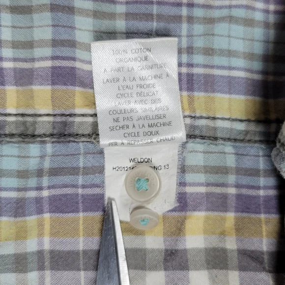 Horny Toad Button Up Shirt Mens Large Weldon Plaid Short Sleeve Organic Cotton - Picture 8 of 10